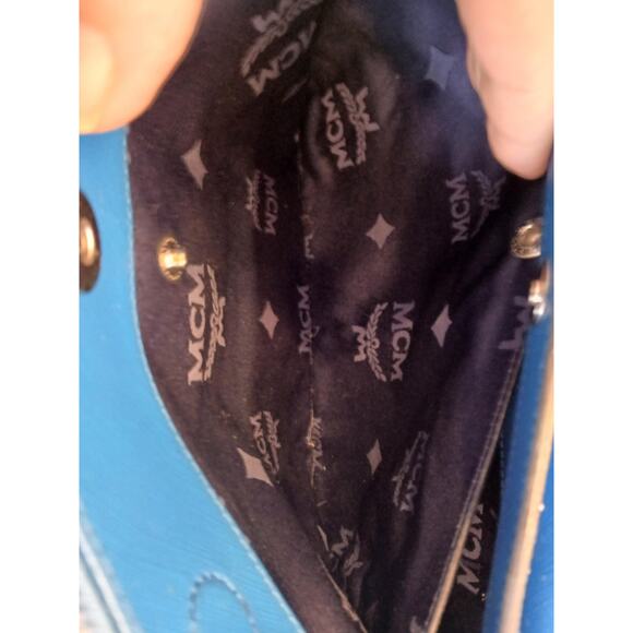 MCM Saffiano Leather Handbag Two-Tone Blue - Picture 12 of 16